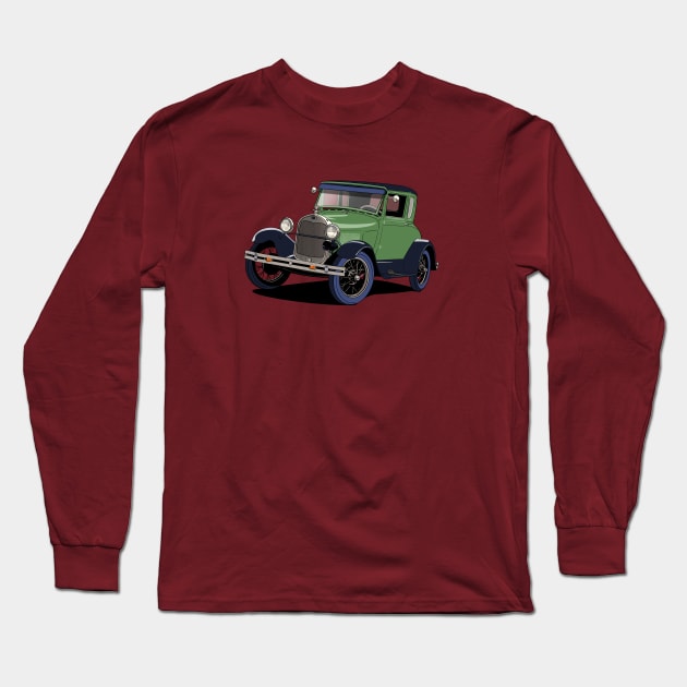 Ford Model A vintage car in green Long Sleeve T-Shirt by Webazoot